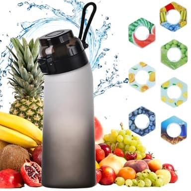 TechVizrs Borraccia con gusto, 700 ml, bottiglia d'acqua con 7 baccelli originale, bottiglia d'acqua con sapore, bottiglia d'acqua con Flavor, ideale per la corsa e la palestra all'aperto