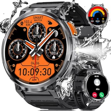 ESFOE 2025 Orologio Smartwatch Uomo con Torcia LED,1,85''Militari Smart Watch,730 mAh Batteria Extra-Grande,IP68 Impermeabile Fitness Tracker 120+ Modalità Sport con Contapassi AI Vocale Notifiche