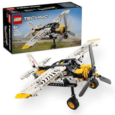 LEGO Technic Aereo Bush, Aeroplano Giocattolo da Costruire, Giochi per Bambini e Bambine da 8 Anni, Modellino di Veicolo con Elica Rotante, Ali Regolabili, Motore a Pistoni a 4 Cilindri 42198