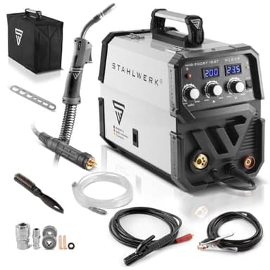 STAHLWERK MIG MAG 200 ST IGBT - Saldatrice MIG MAG a gas con 200 ampere, adatta al filo animato FLUX, con MMA E-Hand, 7 anni di garanzia del produttore.