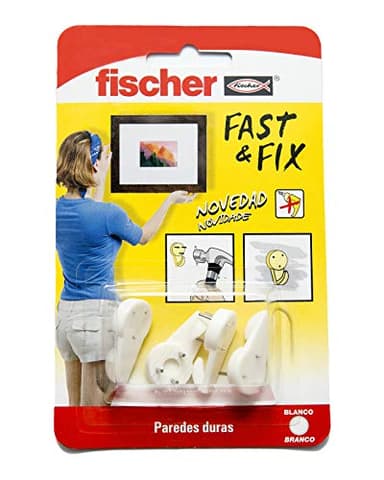 fischer - Fissare quadri per appendere quadri senza fori. Appendi quadri senza chiodi. Appendi chiavi, Appendi quadri, ganci per appendere quadri. Usalo su gesso, legno o cartongesso. Bianco (Blister