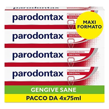 Parodontax Dentifricio Original rimuove l'Accumulo di Placca, mantenendo le Gengive Sane, i Denti Forti e l'Alito Fresco, Uso Quotidiano, Pacco da 4 x 75ml
