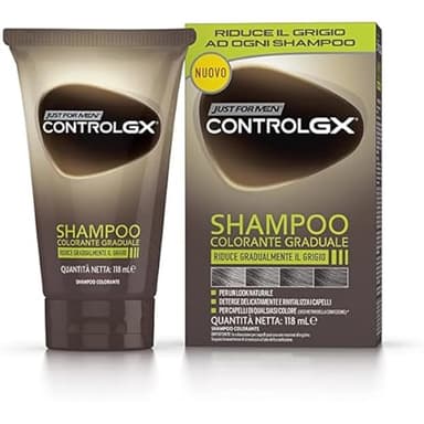 JUST FOR MEN Shampoo Colorante Graduale Uomo capelli bianchi grigi Control gx 118 ml uso quotidiano effetto naturale