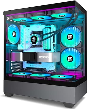 FOIFKIN Case PC – Ventola preinstallata 5 PWM ARGB ATX Mid-Tower Gaming PC, vetro panoramico 270°, F1 (nero)