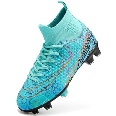 PiDaGlobal Scarpe da Calcio Bambini e Ragazzi Tacchetti da Professionali attività all'aperto Scarpe per Competizioni e Allenamento Scarpe da Calcetto per Adolescenti 39EU Turchese