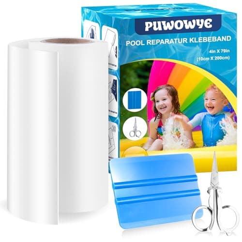 PUWOWYE Kit Riparazione Piscina, Toppe per Piscina Fuori Terra 10 cm x 200 cm Nastro subacqueo Autoadesivo per la Riparazione di Piscine, per Letto ad Acqua, Piscina, Piscina per Bambini