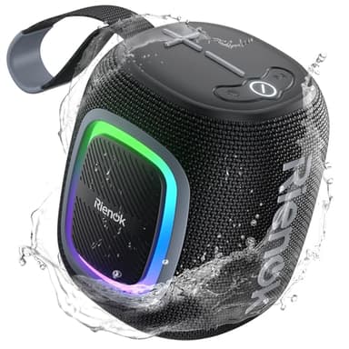 RIENOK Cassa Bluetooth Potente Portatile Impermeabile Speaker Bluetooth 5.3, Radio FM/USB/AUX/Micro SD, Vero Stereo Senza Fili, Luce LED, Ricaricabile Tipo-C