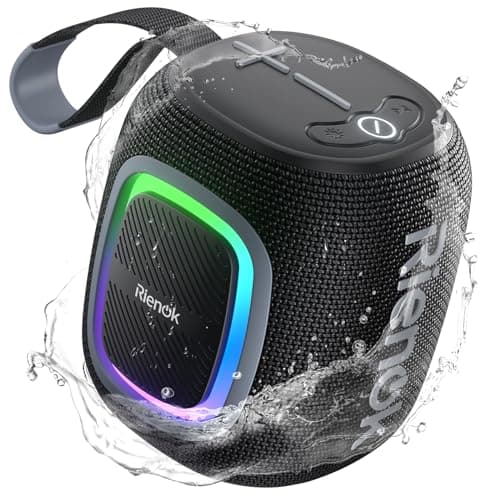 RIENOK Cassa Bluetooth Potente Portatile Impermeabile Speaker Bluetooth 5.3, Radio FM/USB/AUX/Micro SD, Vero Stereo Senza Fili, Luce LED, Ricaricabile Tipo-C