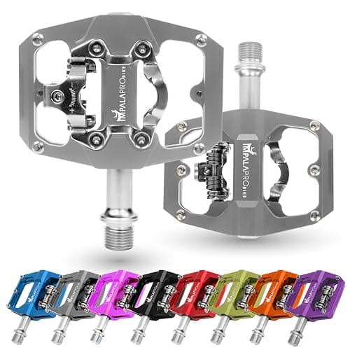 IMPALAPRO - Pedali Doppia Funzione Compatibili con Shimano SPD 9/16'' - Pedali MTB Doppia Funzione : Pedali Piatti e Pedali SPD - Pedali MTB SPD (Grigio)