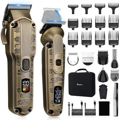 Scttomon Professionale Hair Clipper per Uomini Kit di Taglio Dei Capelli Trimmer Da Barba Trimmer Capelli Rasoio Cordless Barber Clippers e Trimmer Set(bronzo)