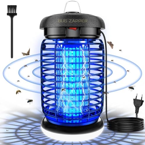 seenlast Lampada Antizanzare Elettrica, Lampada Zanzare 15W 4200V UV Zanzariera Elettrica Impermeabile IPX4, Uccidi Trappola Insetticida Zanzare per Giardino Interno Esterno (Con Gancio e Led Luce)