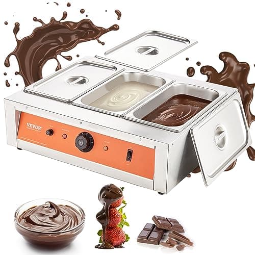 VEVOR Macchina per Fusione di Cioccolato in Acciaio Inox 3 Vasche da 3,3 L, Pentola Elettrica di Fusione del Cioccolato 1500 W Uso Commerciale per Hotel Albergo, Bagnomaria per Cioccolato 30℃ - 85℃