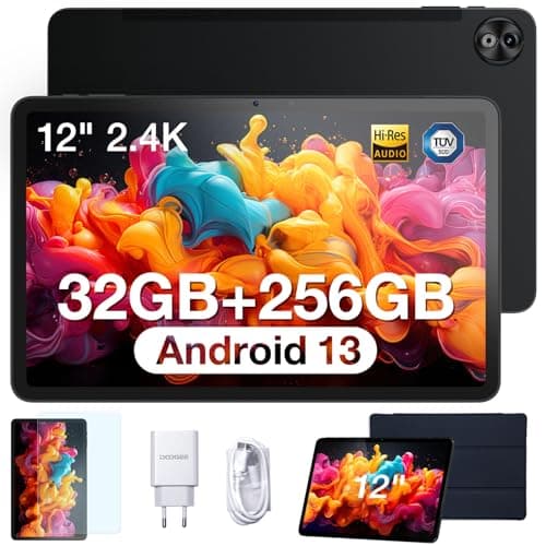 DOOGEE T20 Ultra Tablet 12 Pollici, 32GB RAM + 256GB ROM (2TB TF), 10800mAh, Helio G99 Octa-Core 2.2GHz Tablet Android 13, 2.4K Display, Tablet PC Dual SIM 4G LTE/5G WiFi/GMS/GPS/Widevine L1, Nero
