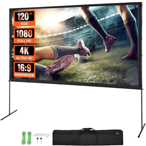 VEVOR Schermo di Proiezione Avvolgibile Manuale 120 Pollici 16:9 HD 4K Proiettore Antirughe Tela Ampio Supporto Schermo Immagine Dettagliata per Home Theater Festa, Telo per Proiettore con Supporto