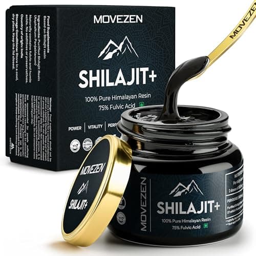 MOVEZEN Shilajit+ Energia Naturale, Shilajit Resin Favorisce la Vitalità, Shilajit Puro 100% Himalayano, Resina Shilajit con 75% di Acido Fulvico e 85 Minerali e Oligoelementi, 30g