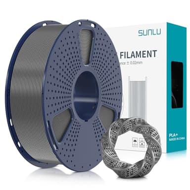 SUNLU Filamento PLA+ 1.75 mm per Stampante 3D e Penne 3D, Filamento PLA Plus 1KG,Neatly Wound, Precisione di Tolleranza del Filamento +/- 0.02 mm (Grigio)