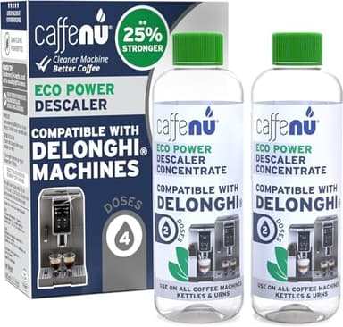 Caffenu | Decalcificante liquido compatibile con macchine da caffè DeLonghi - 400 ml Eco | Per la manutenzione di macchine da caffè e kit da barista | Compatibile con DeLonghi | 4 Dosi