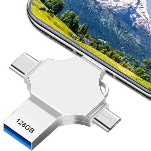 4 in 1 Chiavetta USB 128GB USB,Alta Capacithà USB 3.0 Penna USB Chiavetta USB C Pen Drive,Professionale Chiavetta USB per Smartphon,OTG,Computerss,Laptop,AndrOid,adatto per i Viaggi e L'ufficio