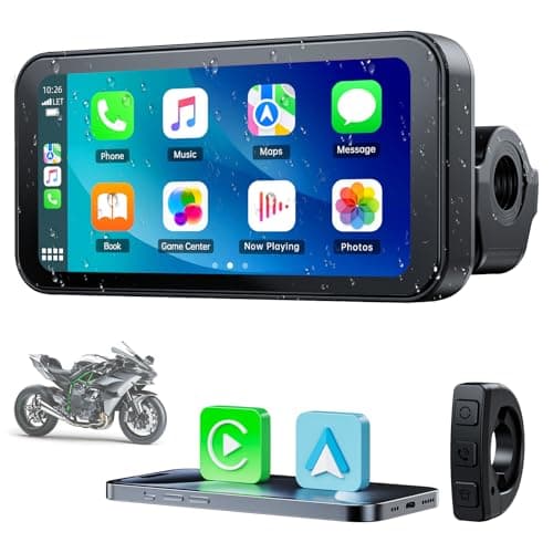 Volam Schermo portatile per Carplay Wireless Android Auto per moto, touchscreen impermeabile IP67 da 6.25 pollici, navigazione GPS automatica, supporto Siri/Google Assistant