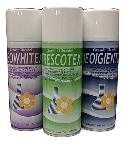 RAMPI Deo Igienizzante Spray Tessuti Deodorante Armadio Elimina Odori Auto Ambiente Profumo Vestiti E Cassetti Deo Igientex Whitex Frescotex 3x400ml