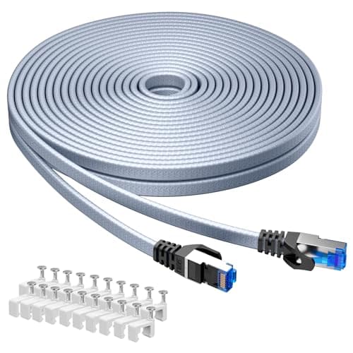 BUSOHE Cat 8 Cavo Ethernet 15m, ​​Cavo di Rete LAN Gigabit RJ45 Piatto ad Alta Velocità, Cavo Patch Internet 40Gbps 2000Mhz Compatibile con PC, Laptop, Router, Modem