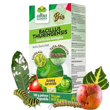 Albagarden - Bacillus Thuringiensis Kurstaki MAXI x 100 GR - Insetticida Per Piante Biologico Contro le Larve dei Parassiti e Insetti dell'orto e Giardino