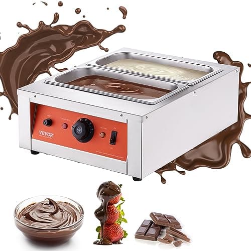 VEVOR Macchina per Fusione di Cioccolato in Acciaio Inox Doppia Vasca da 3,3 L, Pentola Elettrica di Fusione del Cioccolato 1500W Uso Commerciale per Hotel Albergo, Bagnomaria per Cioccolato 30℃ - 85℃