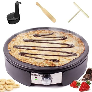 Duronic PM152 - Pentola elettrica da 1500 W, 37 cm, antiaderente e smontabile, accessori inclusi, temperatura regolabile, frittelle dolci, frittelle salate, pancake e frittate