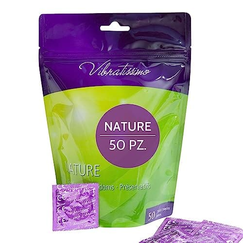 VIBRATISSIMO Premium Preservativi Nature confezione da 50 I extra umidi I Sottile spessore & colori naturali I Condoms ultra-sottili & trasparenti I Protezione per uomini I L=53mm