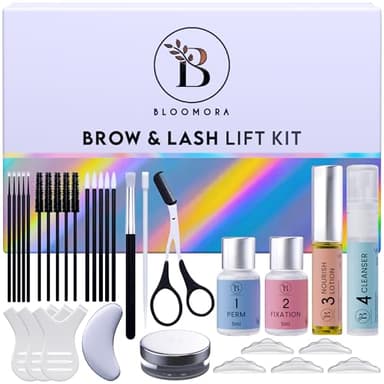 Laminazione Ciglia Kit Completo, Kit per laminazione sopracciglia, Soluzione 2 in 1, Kit per la Laminazione delle Sopracciglia a Casa, Durata 6-8 Settimane, 15 Applicazioni, DIY Lash Lift Kit