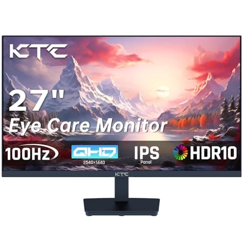 KTC Monitor 27 Pollici, 100Hz Schermo PC Gaming, QHD, IPS, 2K QHD 2560 x 1440P, Adaptive-Sync, HDR, 99% sRGB, Luce blu bassa, VESA 100 * 100mm, HDMI, DP, H27T27
