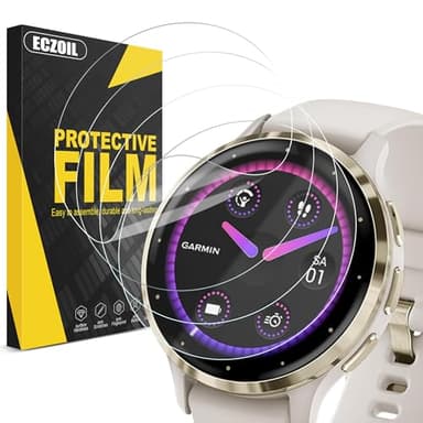 ECZOIL 4 Pezzi Protezione Schermo per Garmin Venu 3s, Senza Bolle Antigraffio Alta Definizione Qualità Superiore Trasparente Morbido TPU Pellicola Protettiva Ultra Sottile