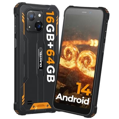 OUKITEL G2 Rugged Smartphone Android 14, 16(4+12) GB+64GB/1TB Telefono Indistruttibile, 6" Schermo, 13MP + 5MP Fotocamera, 6300 mAh IP68 Impermeabile Cellulare Antiurto, Dual 4G SIM/Face ID/OTG/GPS