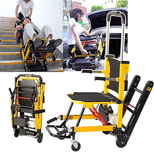 Montascale Elettrico Cingolato, Saliscale Manuale su Sedia a Rotelle + Carrello Montascale Elettrico, per Anziani Disabili, può Salire e Scendere Le Scale