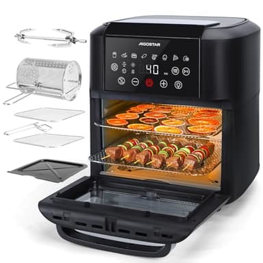 Aigostar Owen - Friggitrice ad aria da 12 litri, Forno ad aria multifunzione, 1700 W, Touch screen LED, 8 modalità preimpostate, include 7 accessori, sistema rotante, BPA FREE