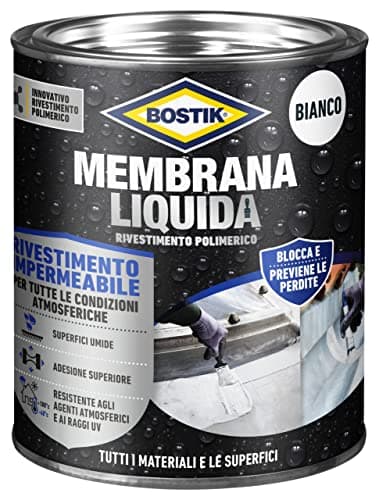 Bostik Membrana Liquida Rivestimento Polimerico impermeabilizzante elastico Bianco Latta 1kg