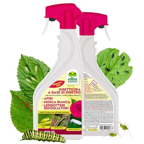 Albagarden - PIRETRO Insetticida Piante Naturale - Elimina Afidi, Mosca Bianca, Moscerini E Lepidotteri - Rapida Azione Abbattente Per Tutti i Tipi Di Piante - Spray Pronto Uso 500 ml