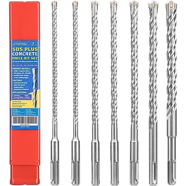 KapStrom Set di 7 punte da trapano in carburo SDS Plus (6/8/10/12/14 mm) per martelli perforatori e trapani a percussione, punta in tungsteno per muratura in calcestruzzo e mattoni