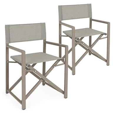 Estosa - Set Da 2 Sedie Da Regista Pieghevoli Alluminio, Sedie Da Giardino Richiudibili Con Struttura In Alluminio E Telo In Textilene, Sedie Pieghevoli Da Esterno, Coppia Sedie Regista (Ecru)