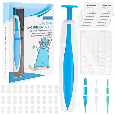 Rimozione Della Verruca Peduncolare Kit, 2 in 1 Auto Skin Tag Remover, Elimina Fibromi Penduli 2-8 mm, Kit Rimozione Delle Etichette Della Pelle con 60 Fasce per Etichette, Sicuro e indolore