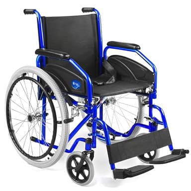 AIESI® Sedia a Rotelle pieghevole leggera ad autospinta per disabili ed anziani AGILA EVOLUTION, Braccioli e Poggiapiedi estraibili, Cintura di sicurezza, Pompa di gonfiaggio, Garanzia Italia 24 mesi