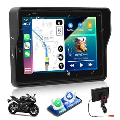 [2025] CAMECHO Carplay Motorbike Navi Display per Moto, 5 Pollici HD Touch Screen Impermeabile Dispositivi di Navigazione Moto con Wireless Carplay Android Auto Bluetooth GPS FM EQ Sound
