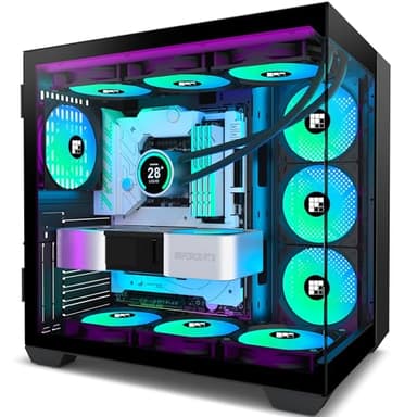 FOIFKIN Case PC – Ventola 6 PWM ARGB preinstallata, ATX Mid-Tower Gaming PC, vetro panoramico 270° con Type-C, F600, (nero)