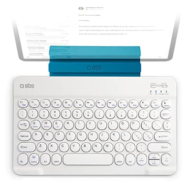 SBS tastiera wireless universale, stand integrato, per tablet, smart TV e smartphone Apple, Samsung, Xiaomi, Oppo, Huawei e altri, bianca