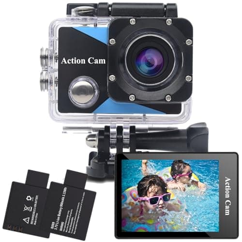 Nvgfelis Action Cam 1080P, Fotocamera Subacquea impermeabile 98FT/30M, Sports Cam con 2 Batterie Ricaricabili e Kit Accessori