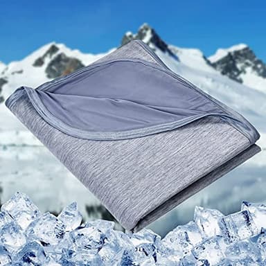 HOMFINE Coperta Refrigerante 2 Lati -150 * 200 Coperta Estiva con Fibra di Raffreddamento,Q-Max>0.45,Super Morbido Traspirante Cooling Blanket,Coperta Fresca per Adulti