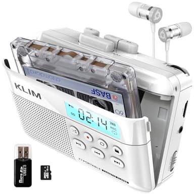 Walkman Cassette Player + Convertitore Cassette MP3 + Lettore Cassette Audio Portatile + Microfono e Altoparlante Incorporati + Batteria Ricaricabile + Auricolari + Scheda SD da 16 GB