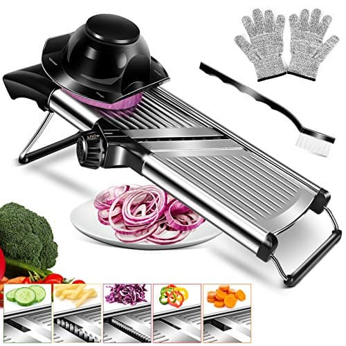 MASTERTOP Mandolina Affettatrice Professionale, Mandolina Giapponese in Acciaio Inox per Verdure, Mandoline Vegetale Regolabile con Lame Affilate, Affetta Verdure Cucina per Patate, Carote, Cipolle