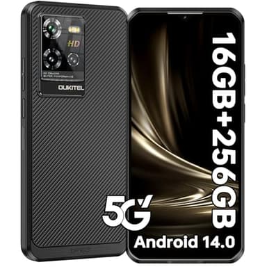 OUKITEL WP50 Rugged Smartphone 5G 2024, Android 14 Telefono Indistruttibile, 16(4+12) GB+256GB/2TB Telefono Rugged, 6.6" HD+Rugged Phone, 48MP Smartphone Antiurto, 5G Dual SIM/NFC/Face ID/OTG, Nero