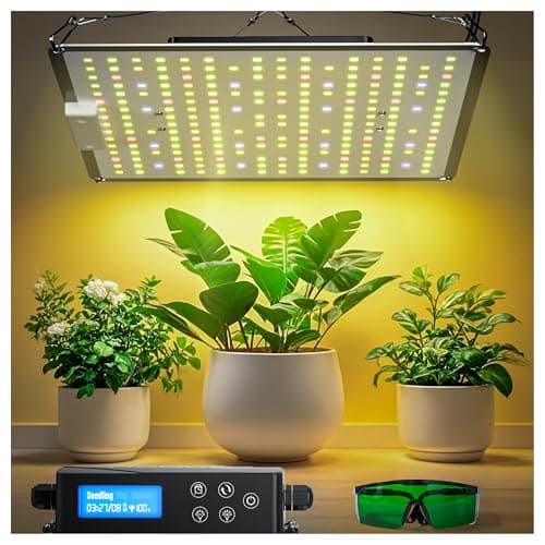 Grow - Lampada per piante, 600 W, a spettro completo, MUMUMUQ, 256 LED, dimmerabile, a spettro completo, per piante da interno, 60 x 60 cm